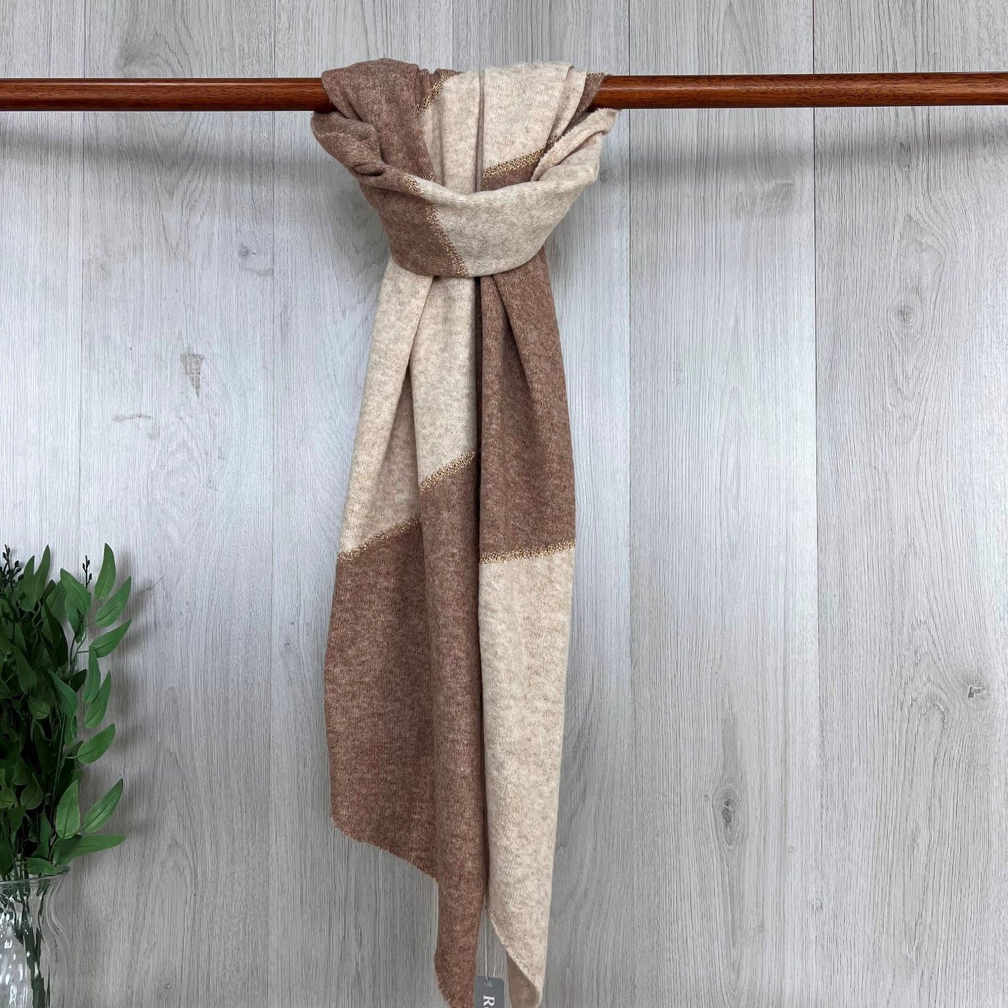 Cosy Colour Winter Wrap/ Scarf with Gold Trim - Choice of colours