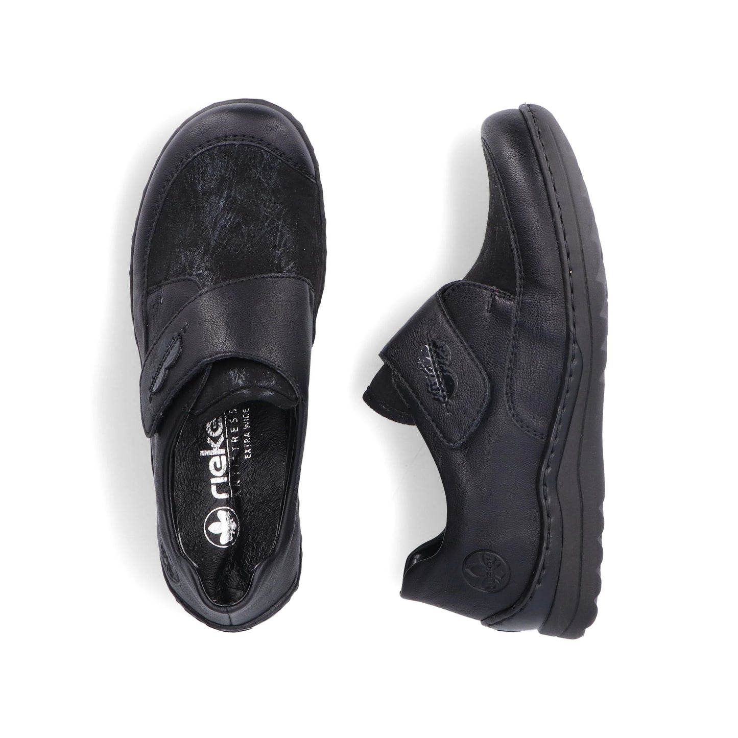 Rieker 48954 Hook and Loop Shoes - Black