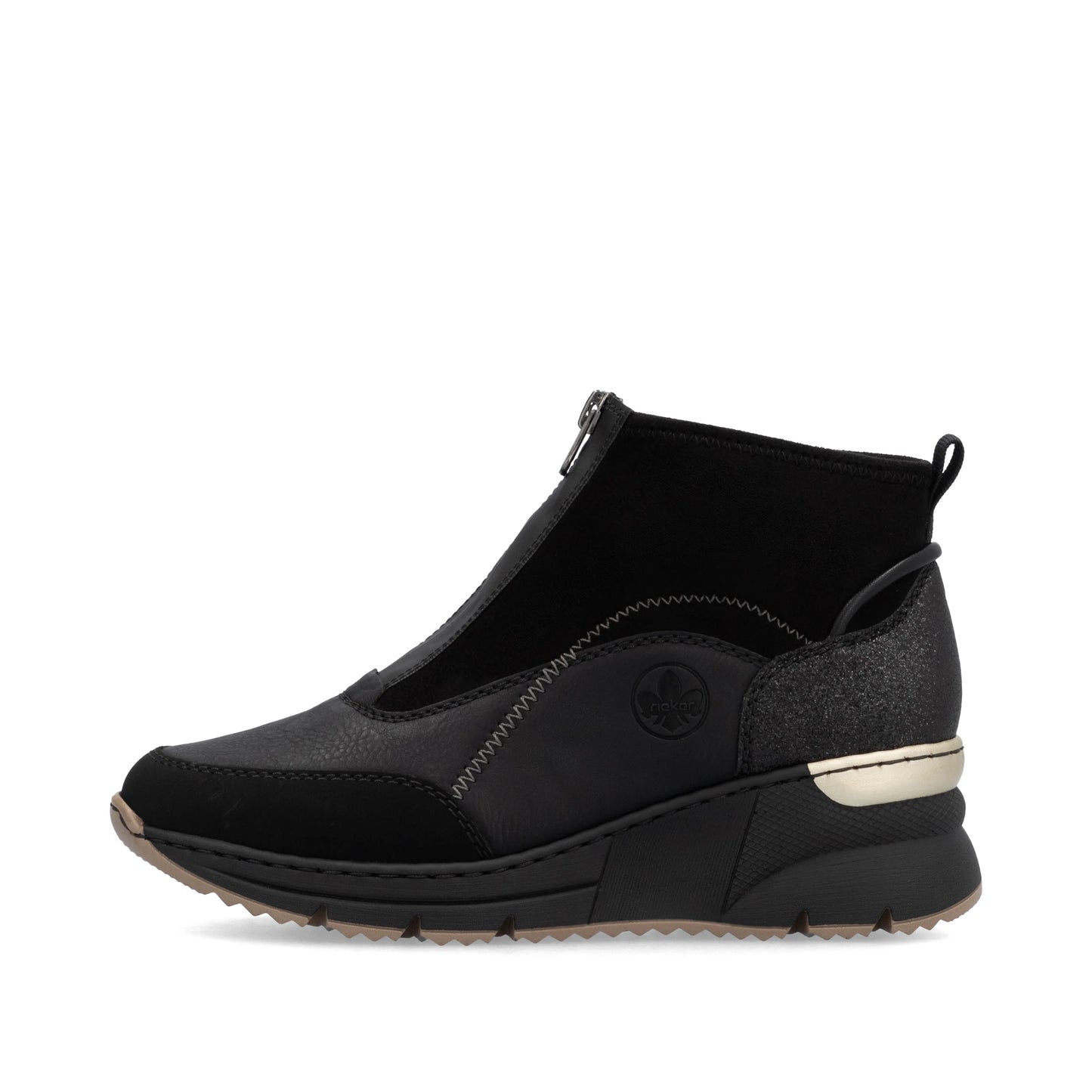 Rieker Ladies Wide Fitting Front Zip Boots N6361 - Black