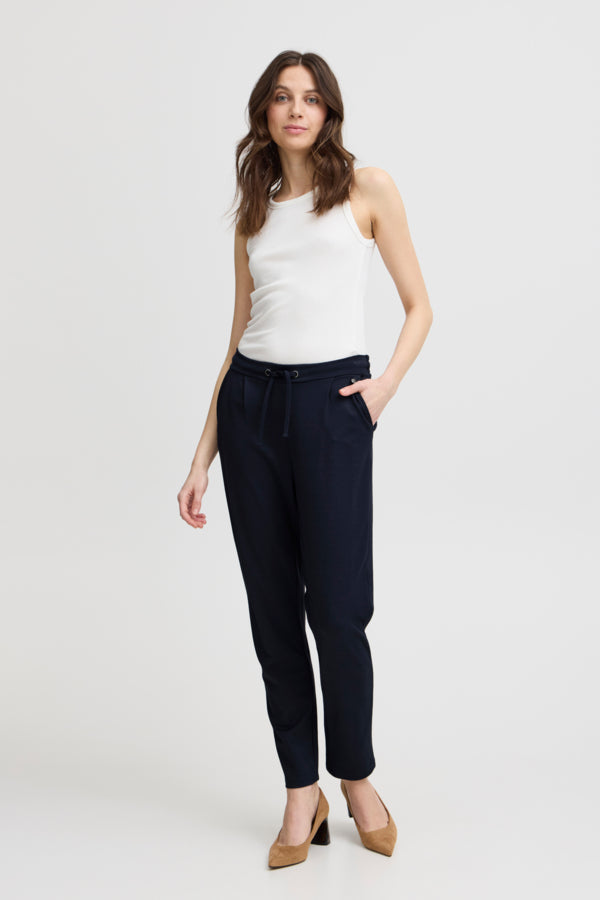 Fransa Stretch Casual Trousers - Navy