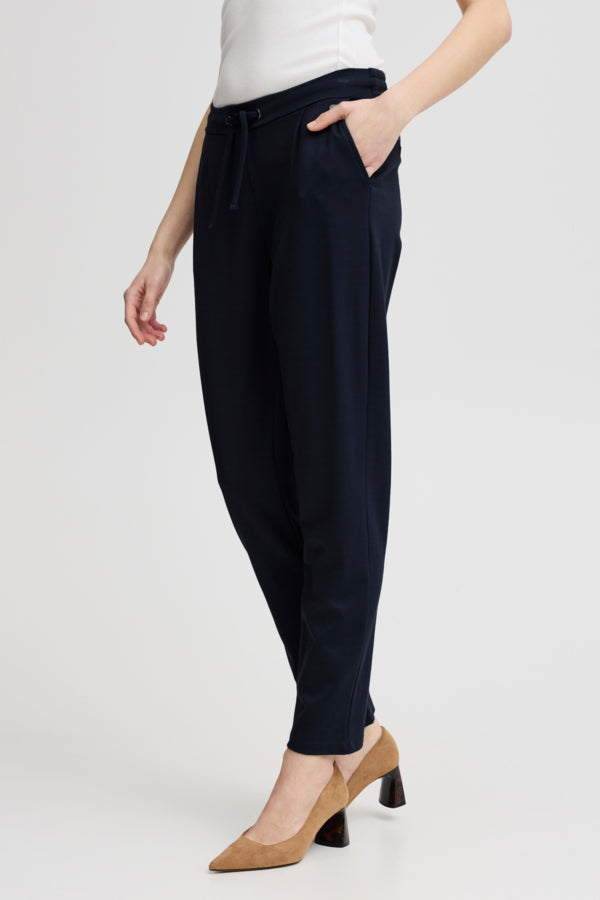 Fransa Stretch Casual Trousers - Navy