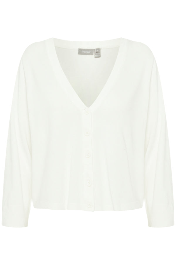 Fransa Clia Cropped Knitted Cardigan - Antique White