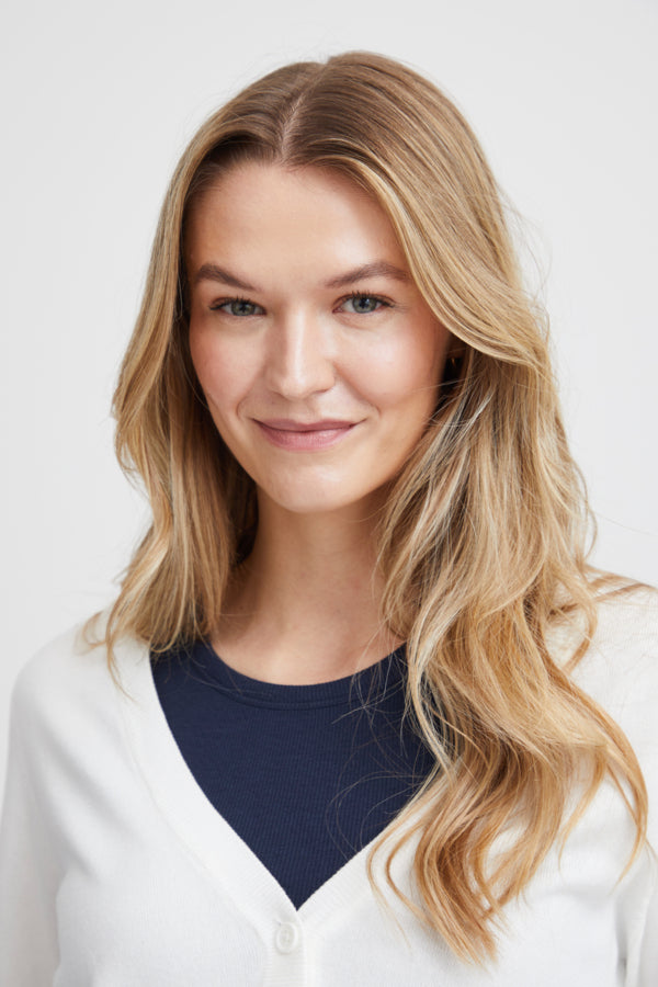 Fransa Clia Cropped Knitted Cardigan - Antique White