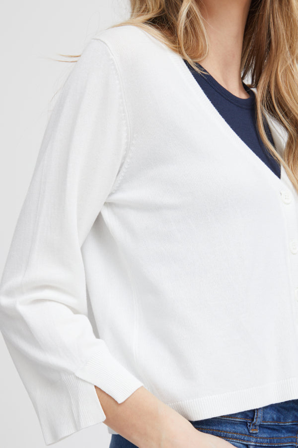 Fransa Clia Cropped Knitted Cardigan - Antique White