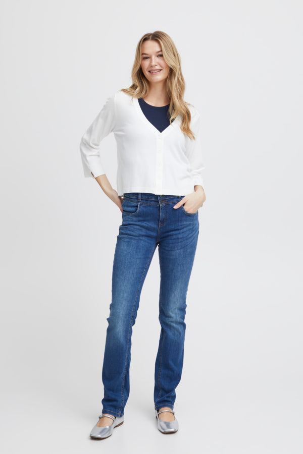 Fransa Clia Cropped Knitted Cardigan - Antique White