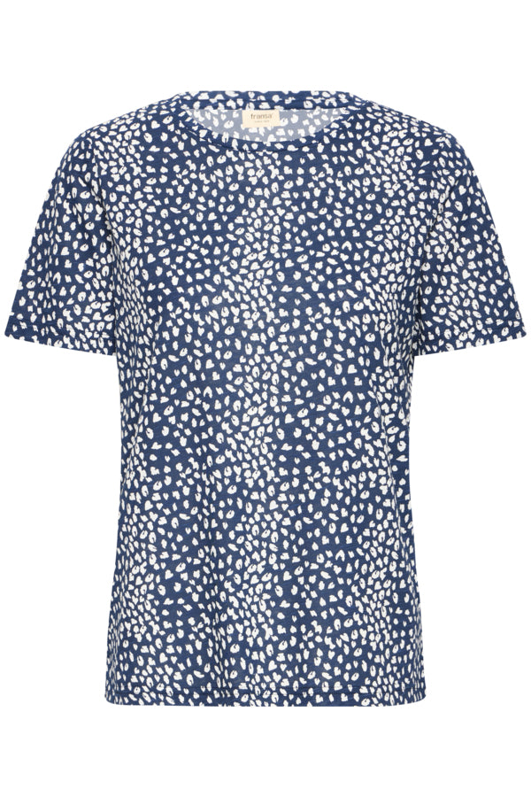 Fransa Hazel Dash Print Tee - Navy