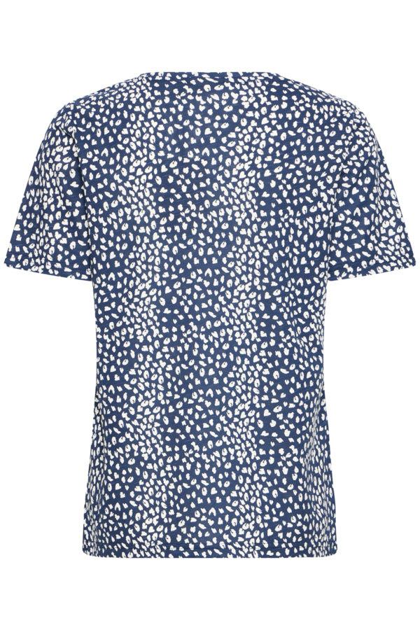 Fransa Hazel Dash Print Tee - Navy