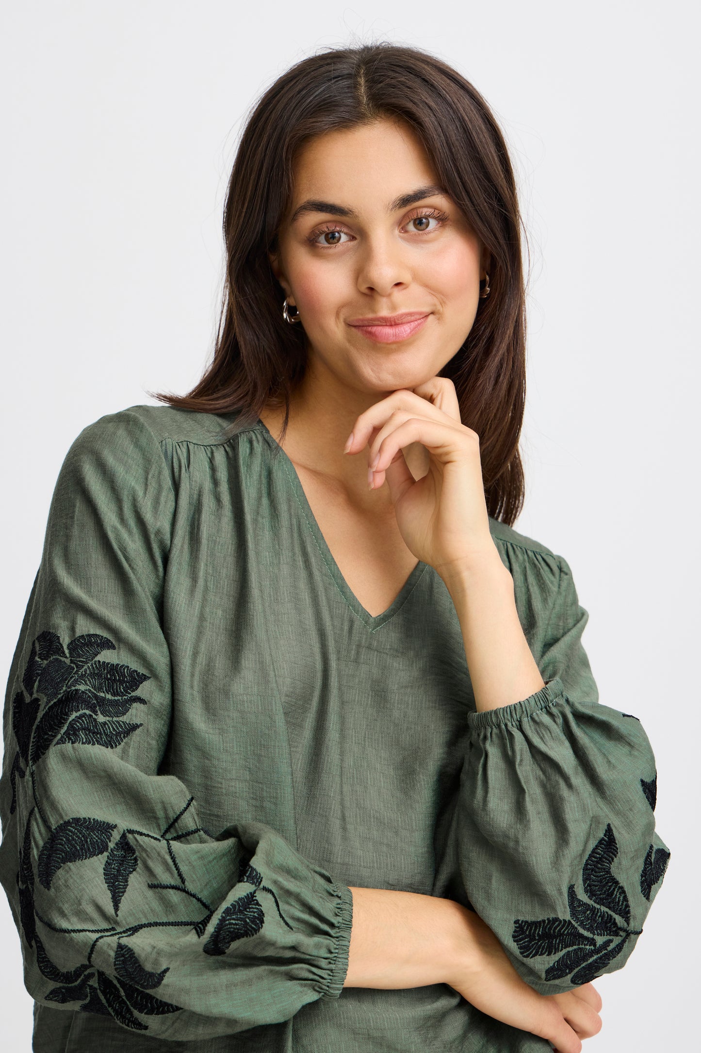 Fransa Harbo Printed Blouse - Forest Green