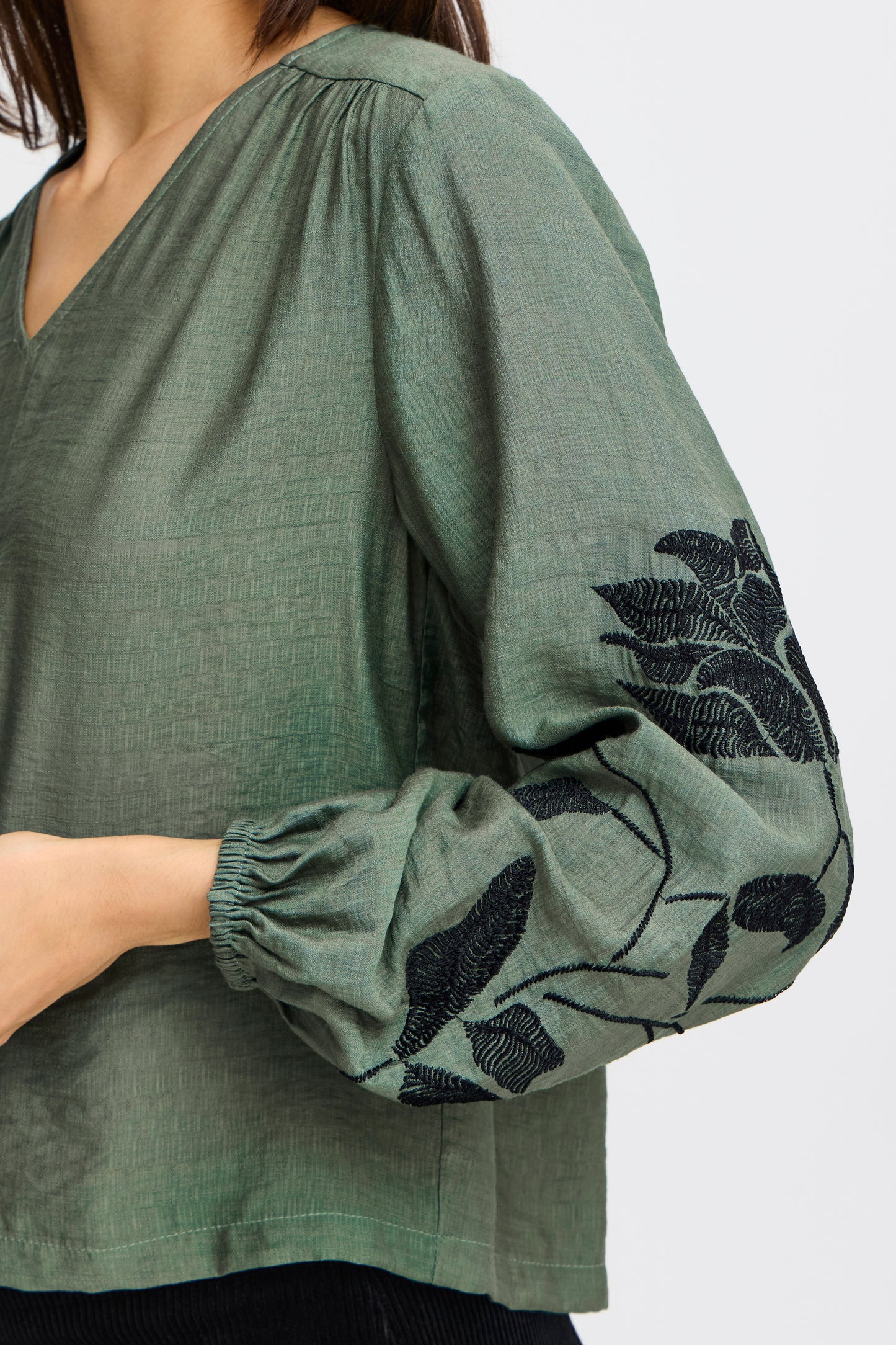 Fransa Harbo Printed Blouse - Forest Green