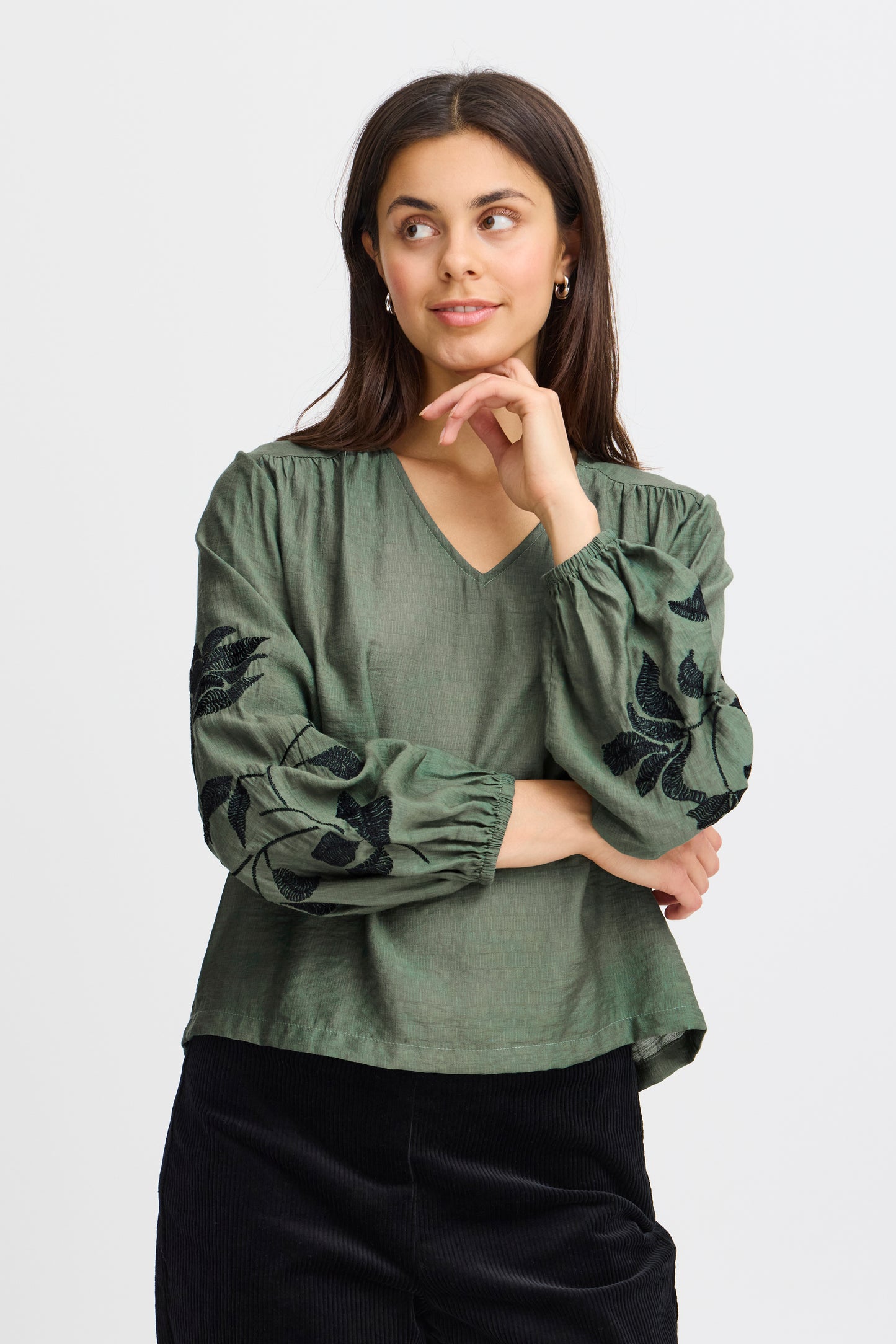 Fransa Harbo Printed Blouse - Forest Green