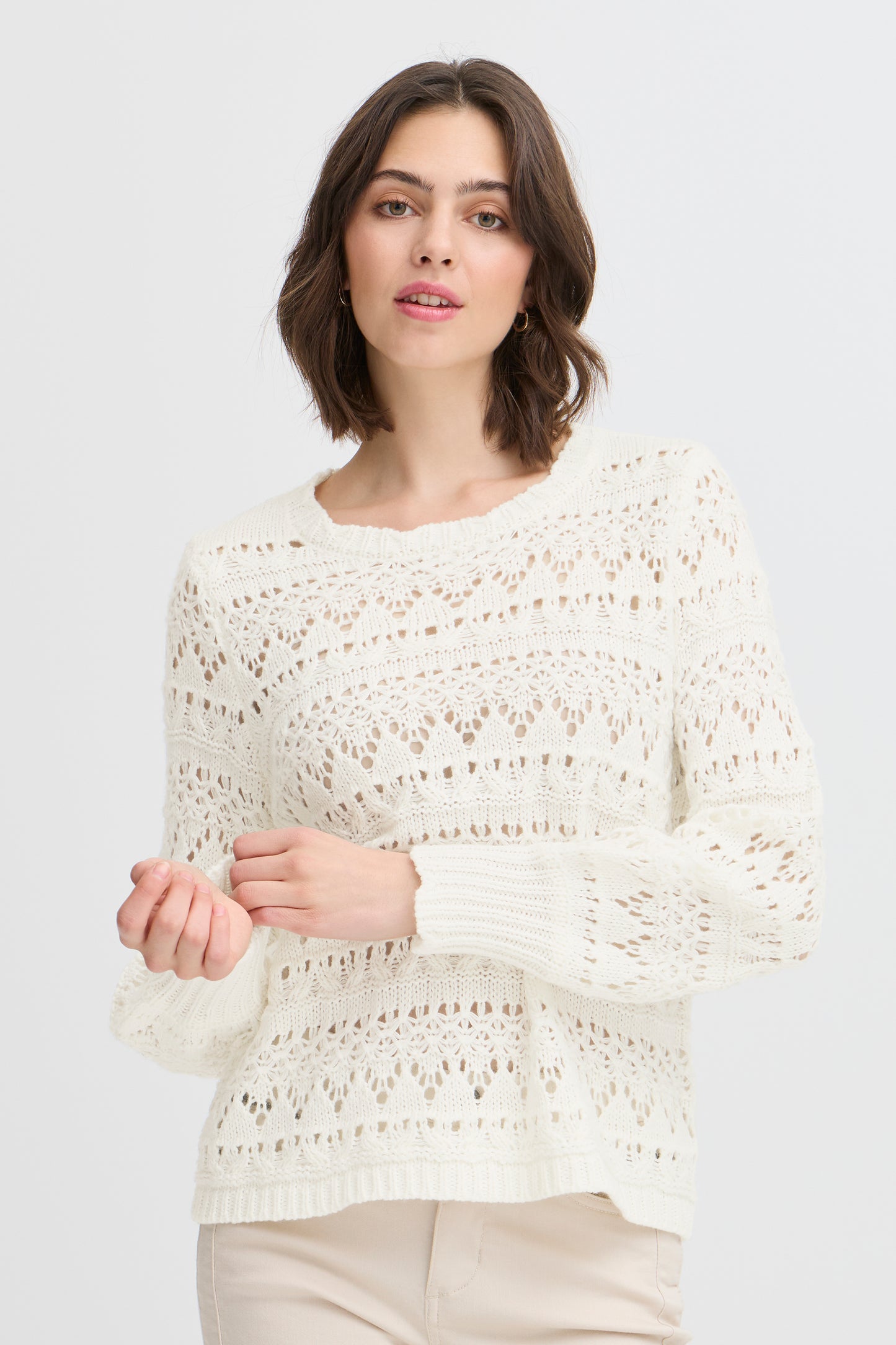 Fransa Costa Cotton Blend Sweater - Cream