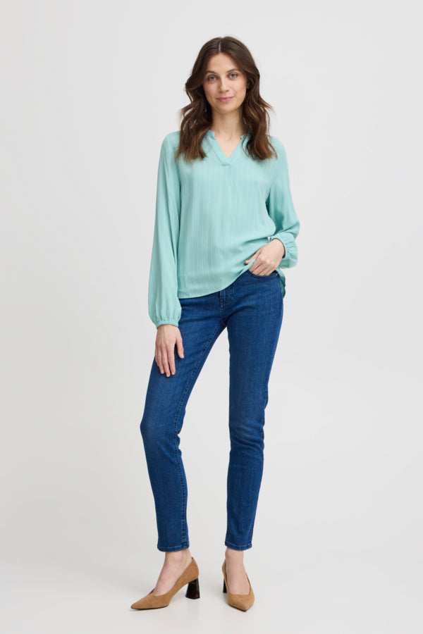 Fransa Nala Long Sleeved Shirt - Aqua