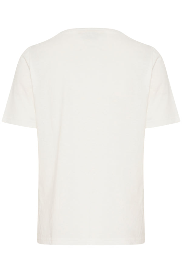 Fransa Riley Short Sleeved Tee - White/ Apricot