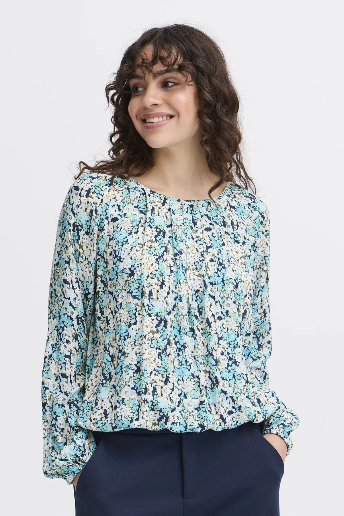Fransa Lalu Floral Blouse - Blue