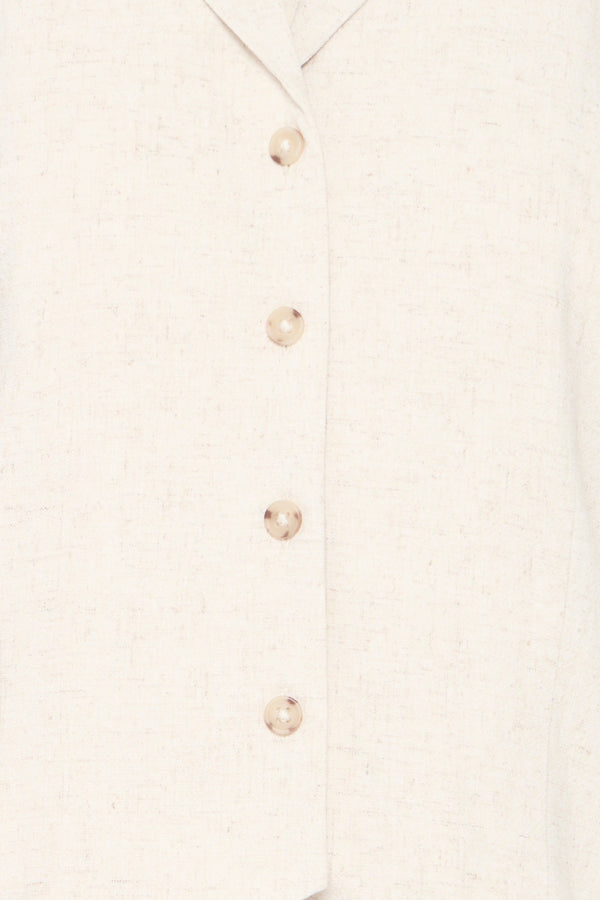 Fransa Atel Linen Blend Cropped Blouse - Oatmeal