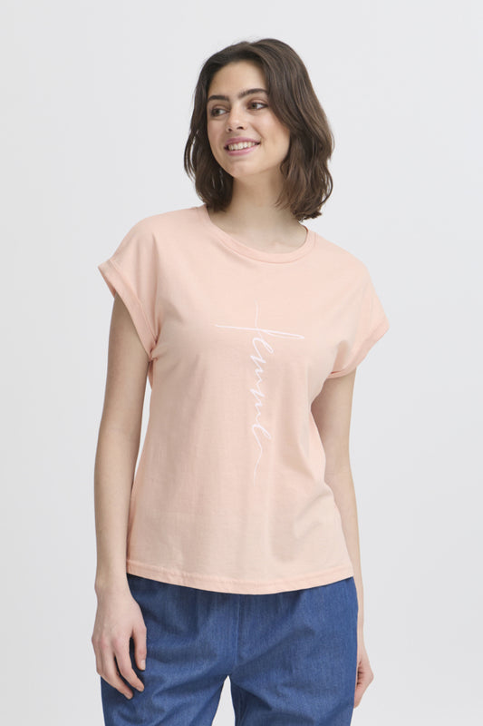 Fransa Edena Cotton Tee - Rose Pink