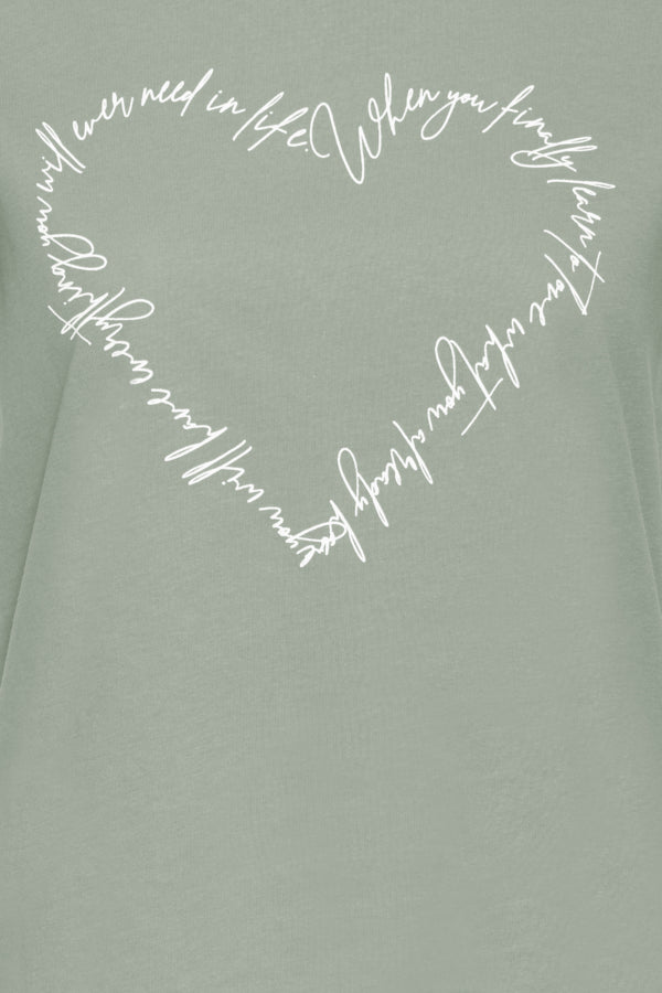 Fransa Suri Short Sleeved Tee - Frosty Green