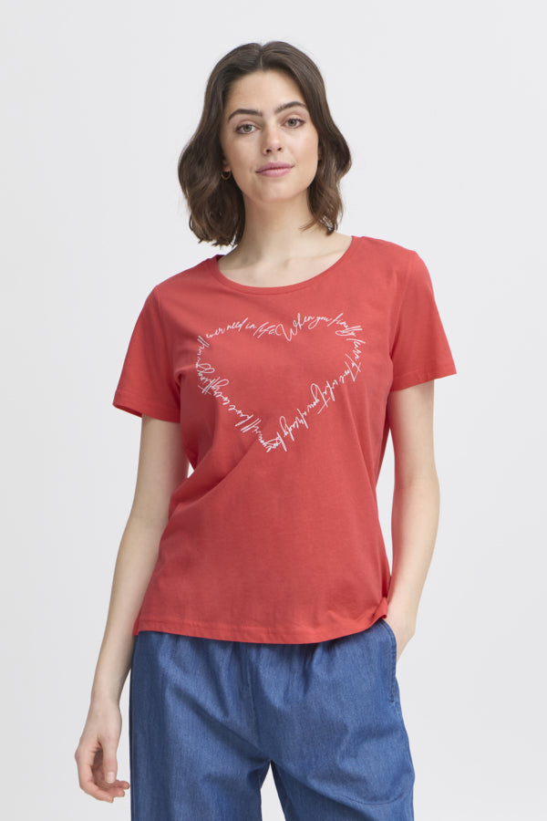Fransa Suri Short Sleeved Tee - Poinsettia Red