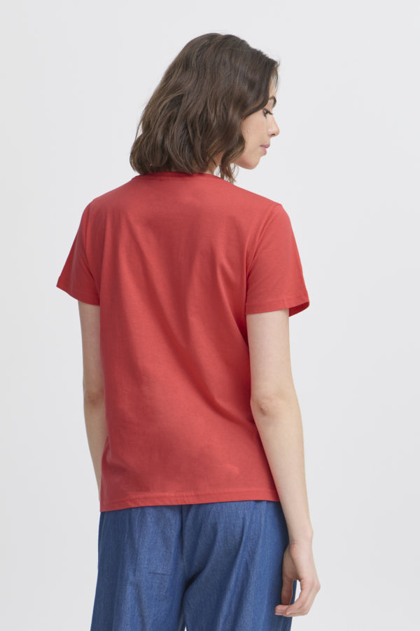 Fransa Suri Short Sleeved Tee - Poinsettia Red