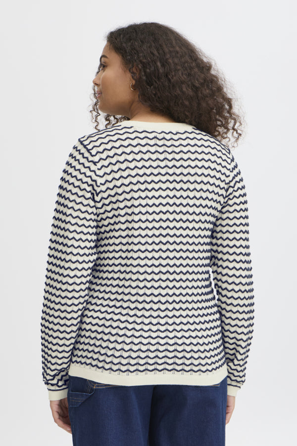 Fransa Luma Knitted Cardigan - Navy