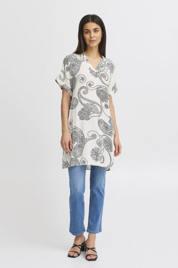 Fransa Oline Paisley Print Dress - Antique White