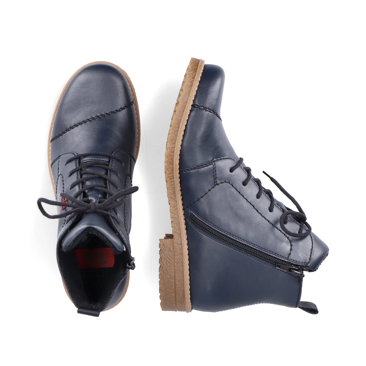 Rieker Zip & Lace Boots 73500 - Navy