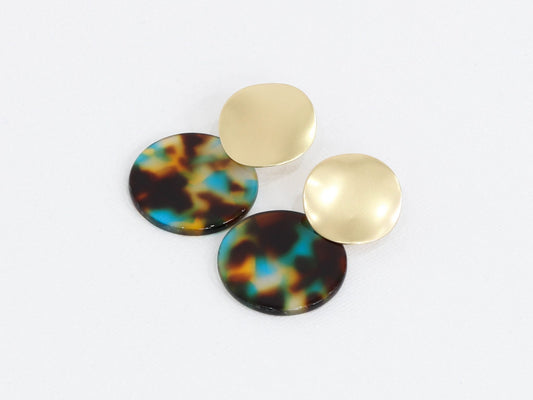 Big Metal London Sarah Two Tone Resin Drop Earrings - Blue