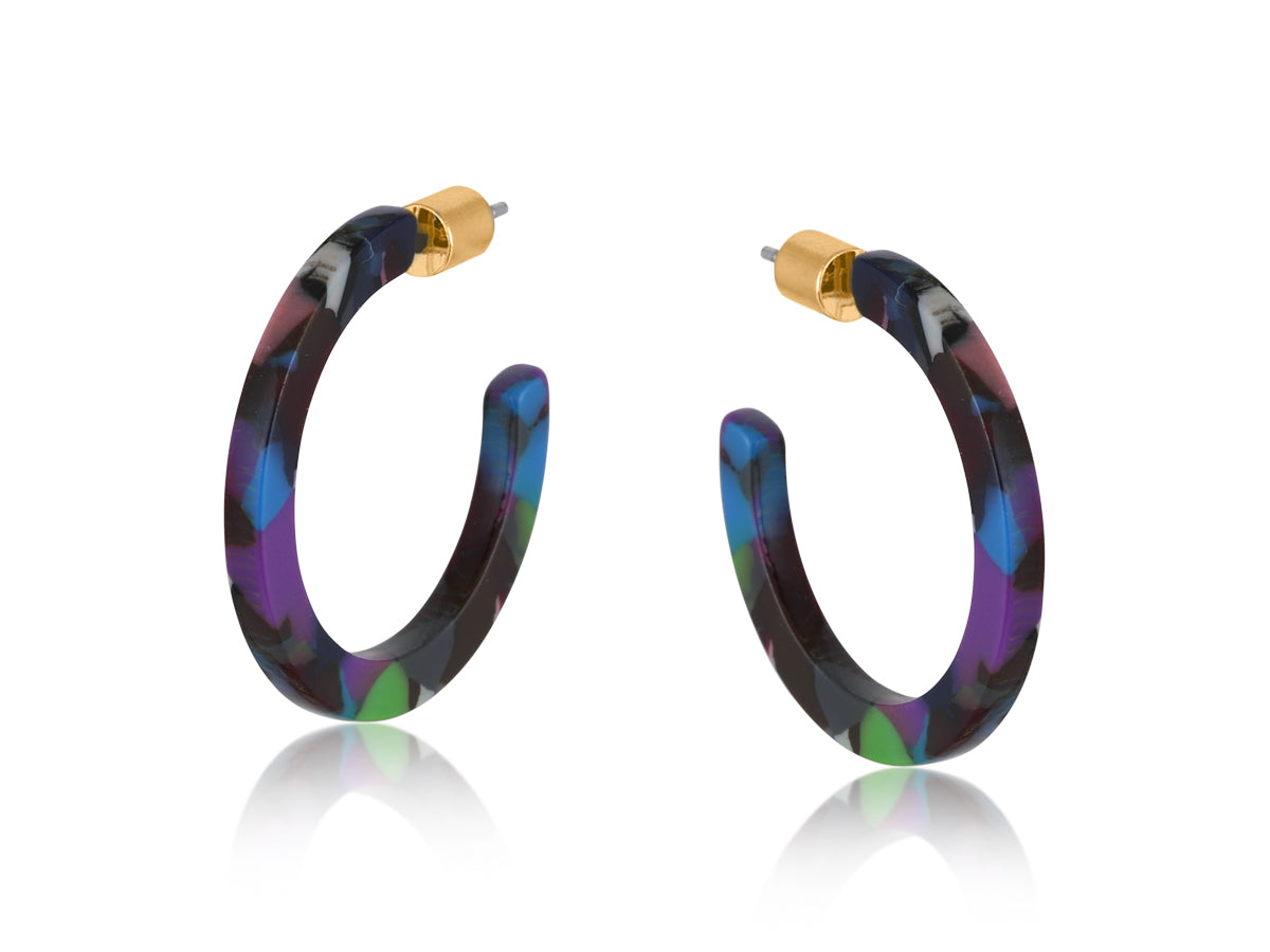 Big Metal London Celine Small Resin Hoop Earrings - Purple