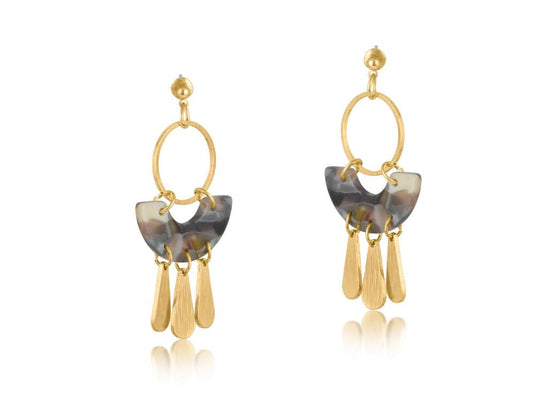 Big Metal London Resin Triple Drop Earrings - Taupe