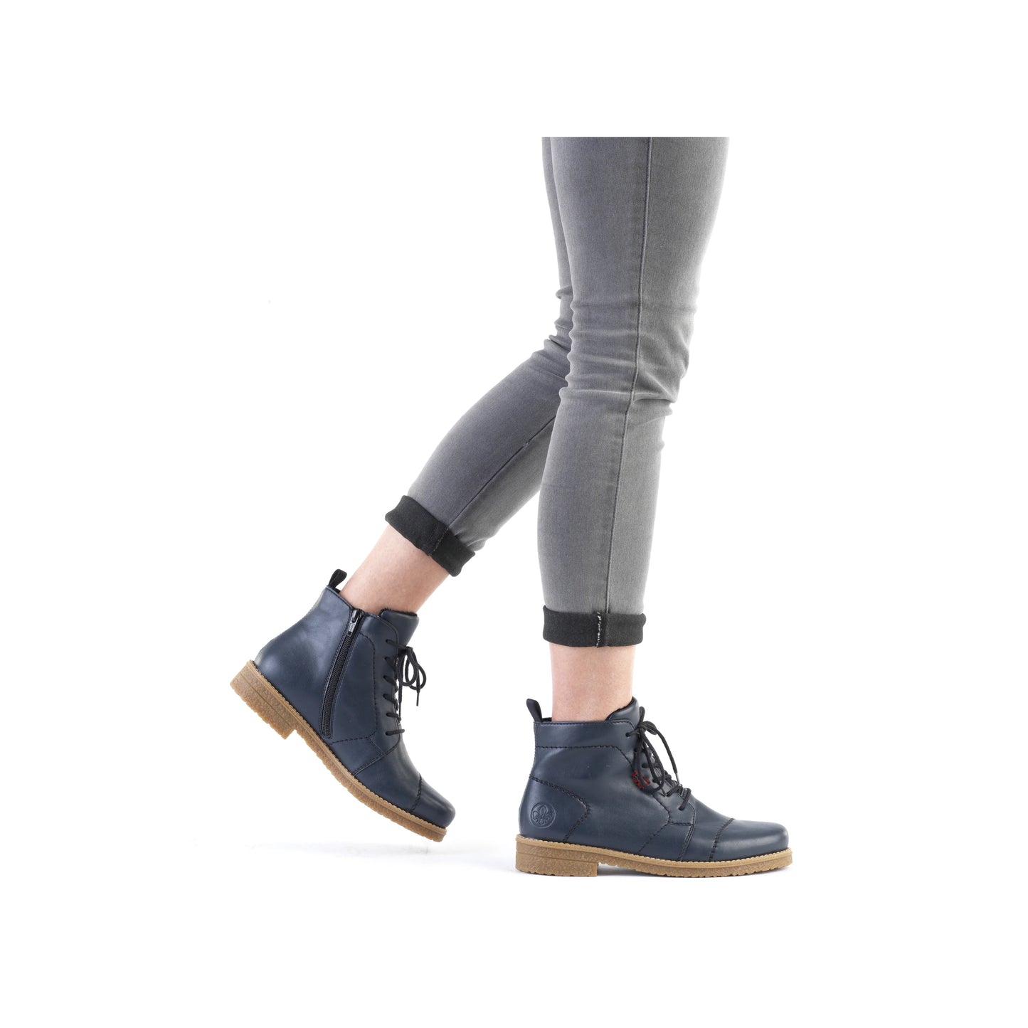 Rieker Zip & Lace Boots 73500 - Navy