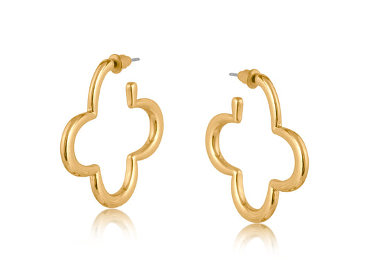 Big Metal London Flower Shaped Gold Statement Earrings