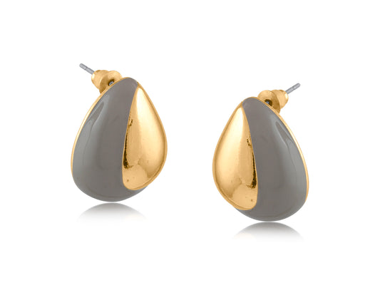 Big Metal London Darena Small Bud Shaped Enamelled Earrings - Taupe