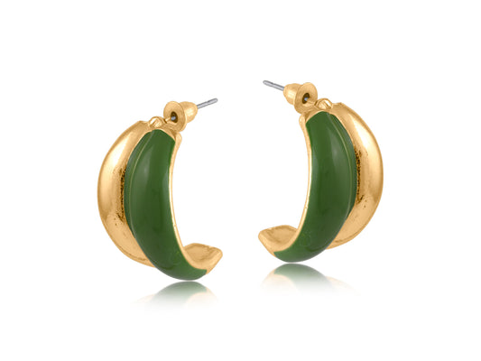Big Metal London Irini Two Tone Hoop Earrings - Green