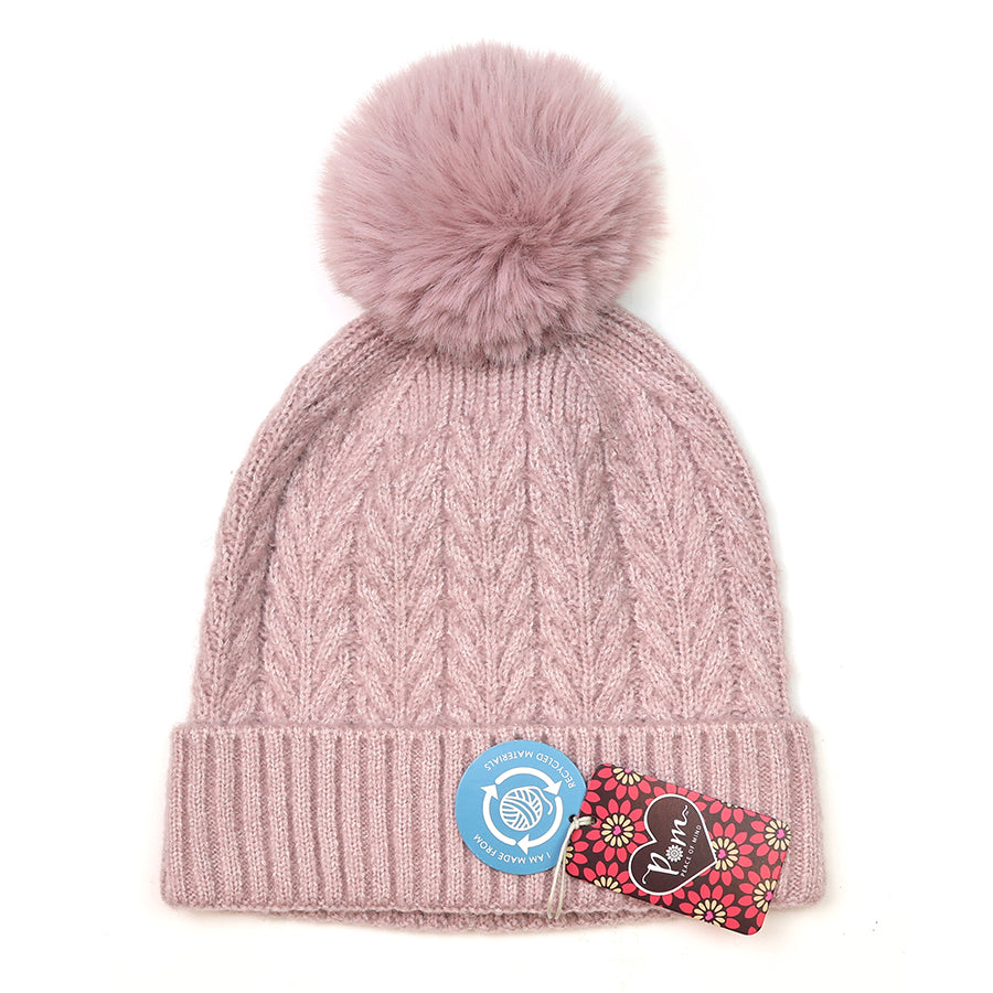 POM Herringbone Bobble Hat - Choice of Colours