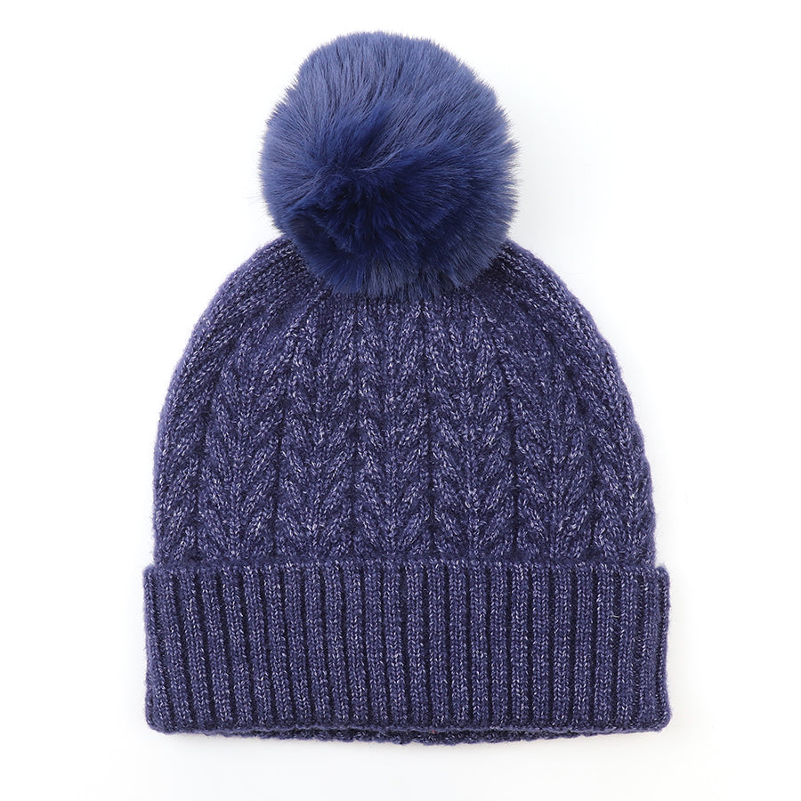 POM Herringbone Bobble Hat - Choice of Colours