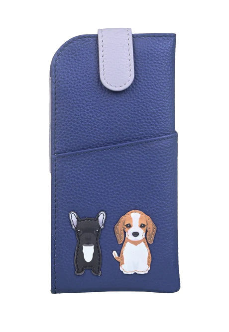 Mala Leather Best Friends Sitting Dogs Glasses Case