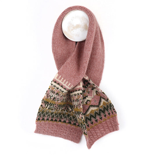 POM Fair Isle Pull Through Scarf - Dusky Pink