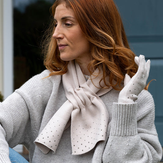 POM Sparkle Edge Pull Through Scarf - Cream or Black
