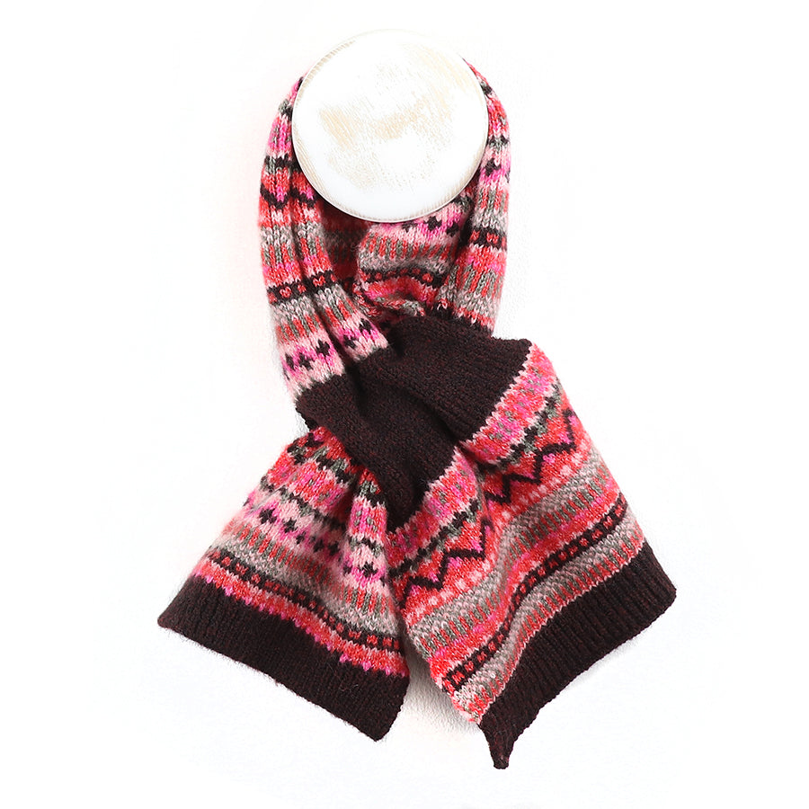 POM Fair Isle Pull Through Scarf - Pink