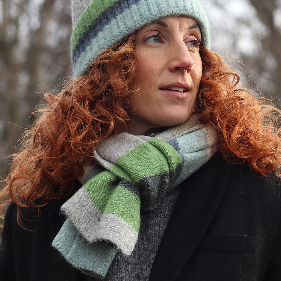 POM Classic Stripe Scarf - Blue Green