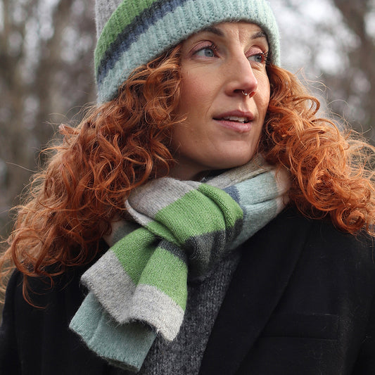 POM Classic Stripe Scarf - Blue Green