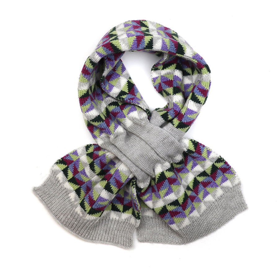 POM Geometric Pull Through Scarf - Grey and Plum