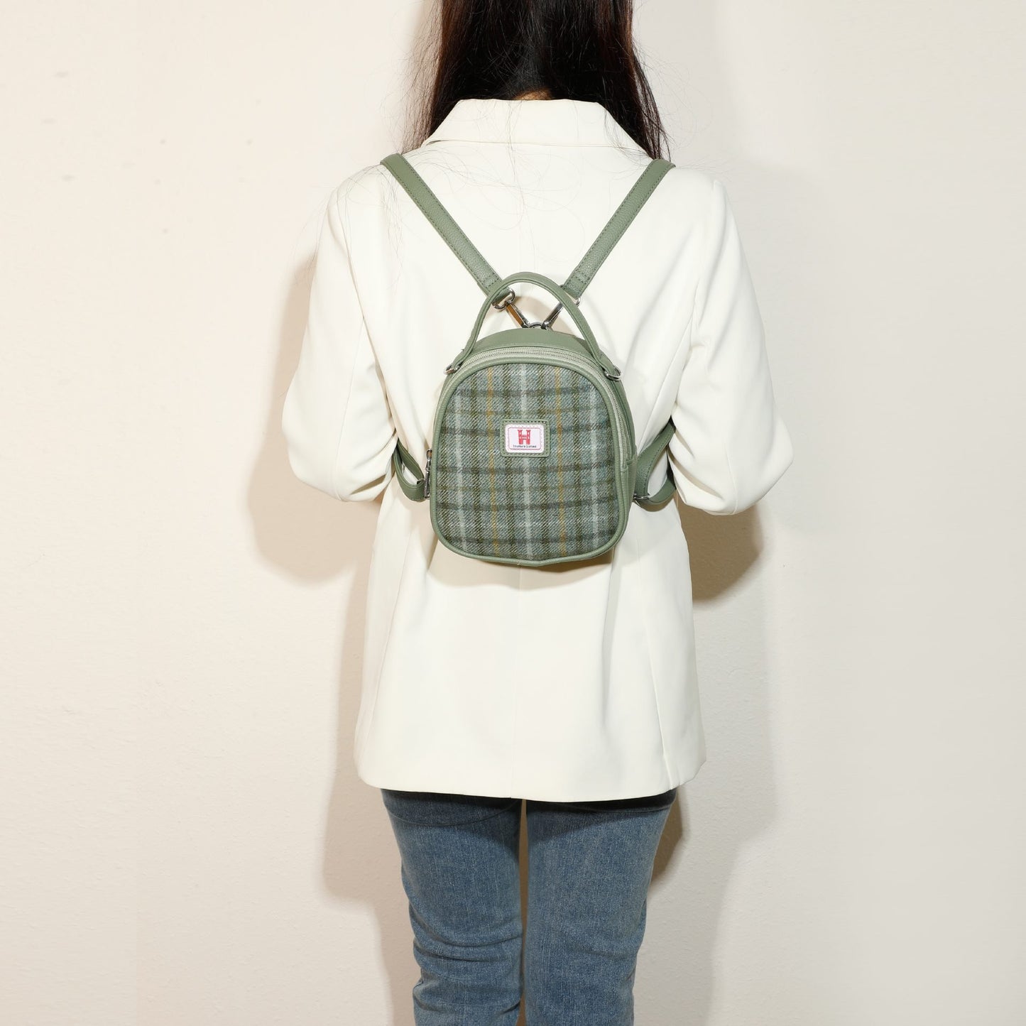 Strathurie Tweed Check Carry Backpack - Green
