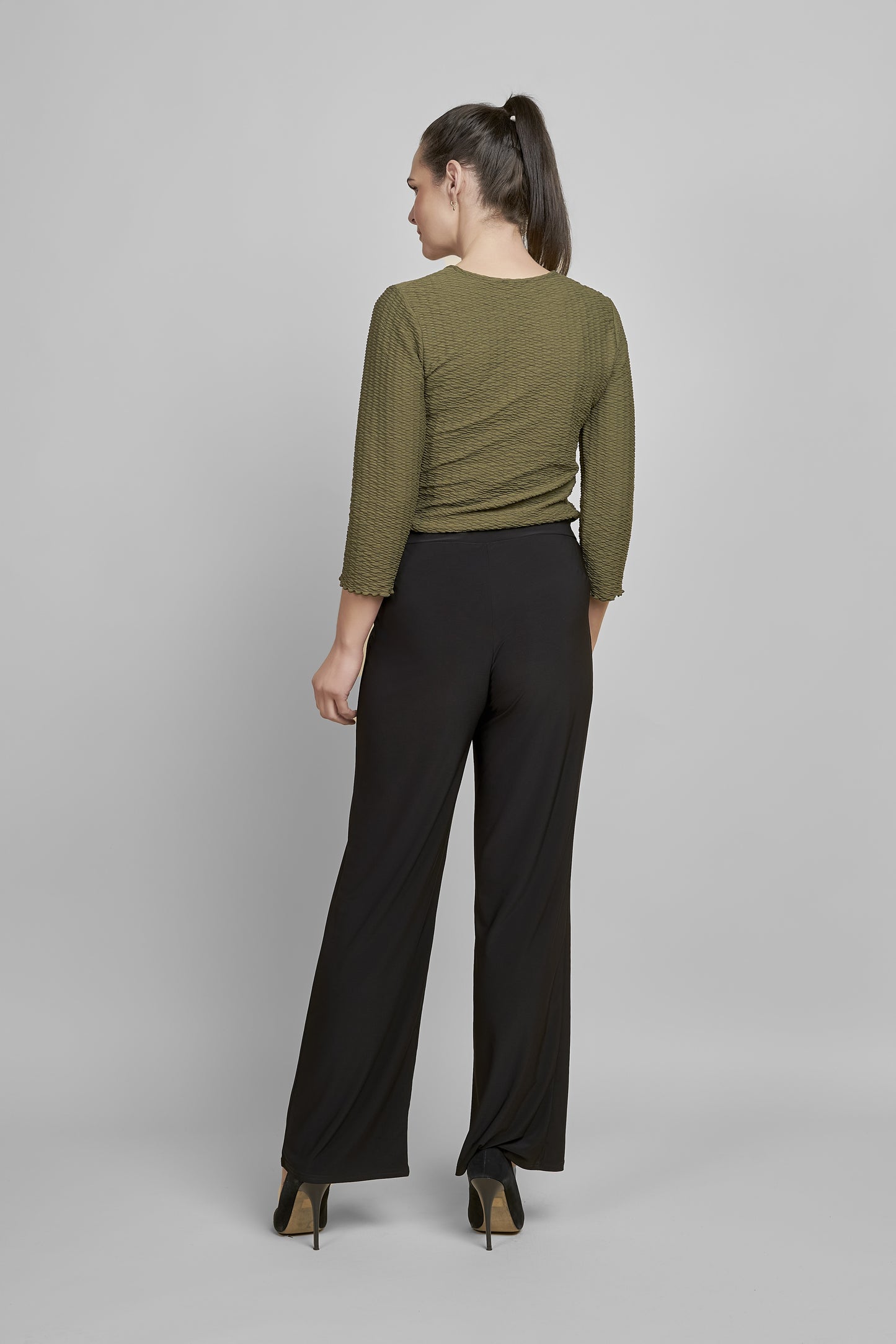 Pinns Lycra Jersey Wide Leg Trousers - Black