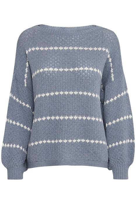 Sorbet Felora Patterned Sweater - Denim Blue
