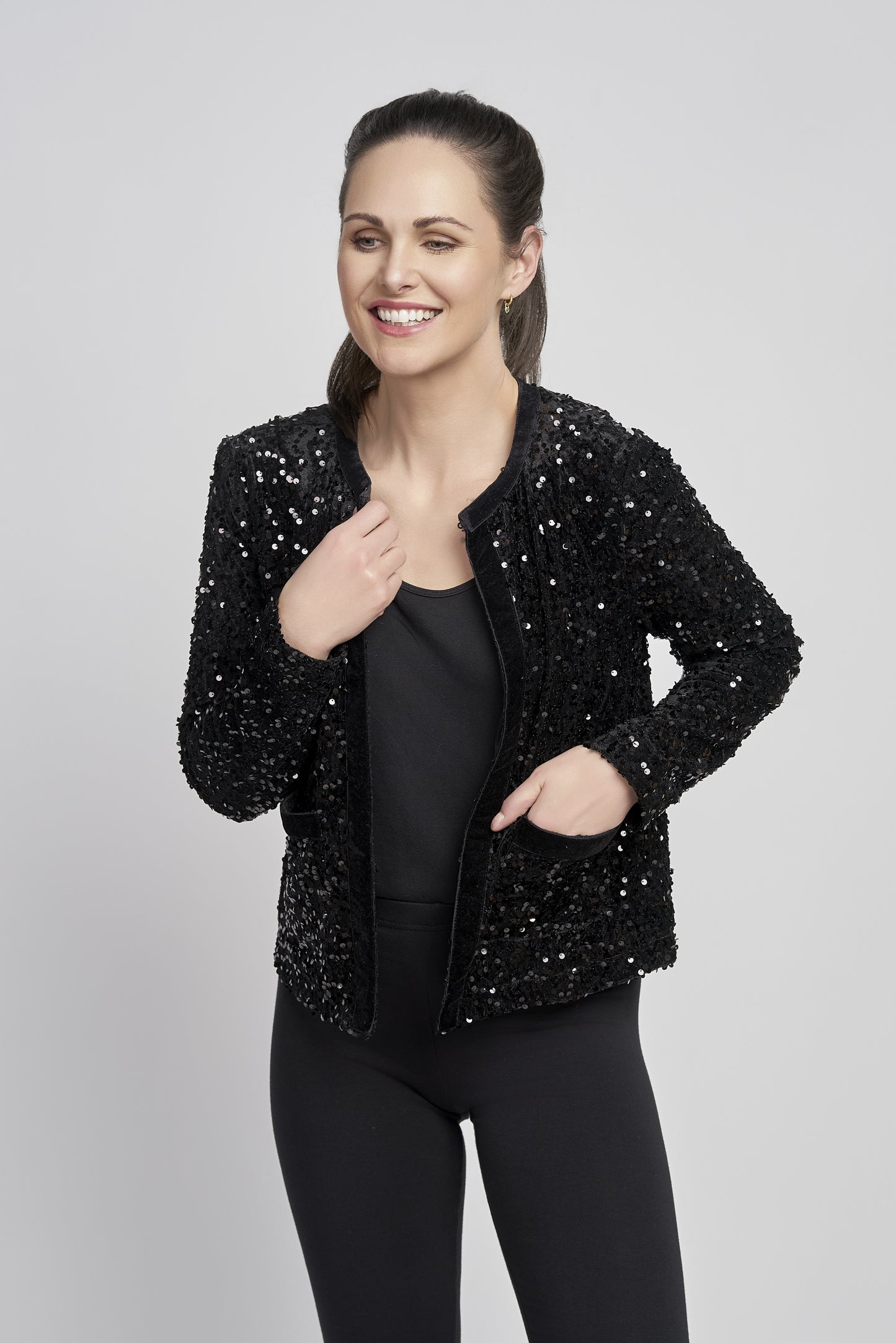 Pinns Velvet Sequinned Jacket - Black