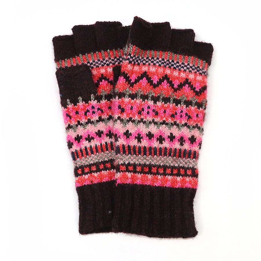 POM fair Isle Fingerless Gloves - Pink