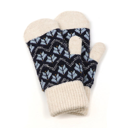 POM Scandi Knit Mittens - Blue