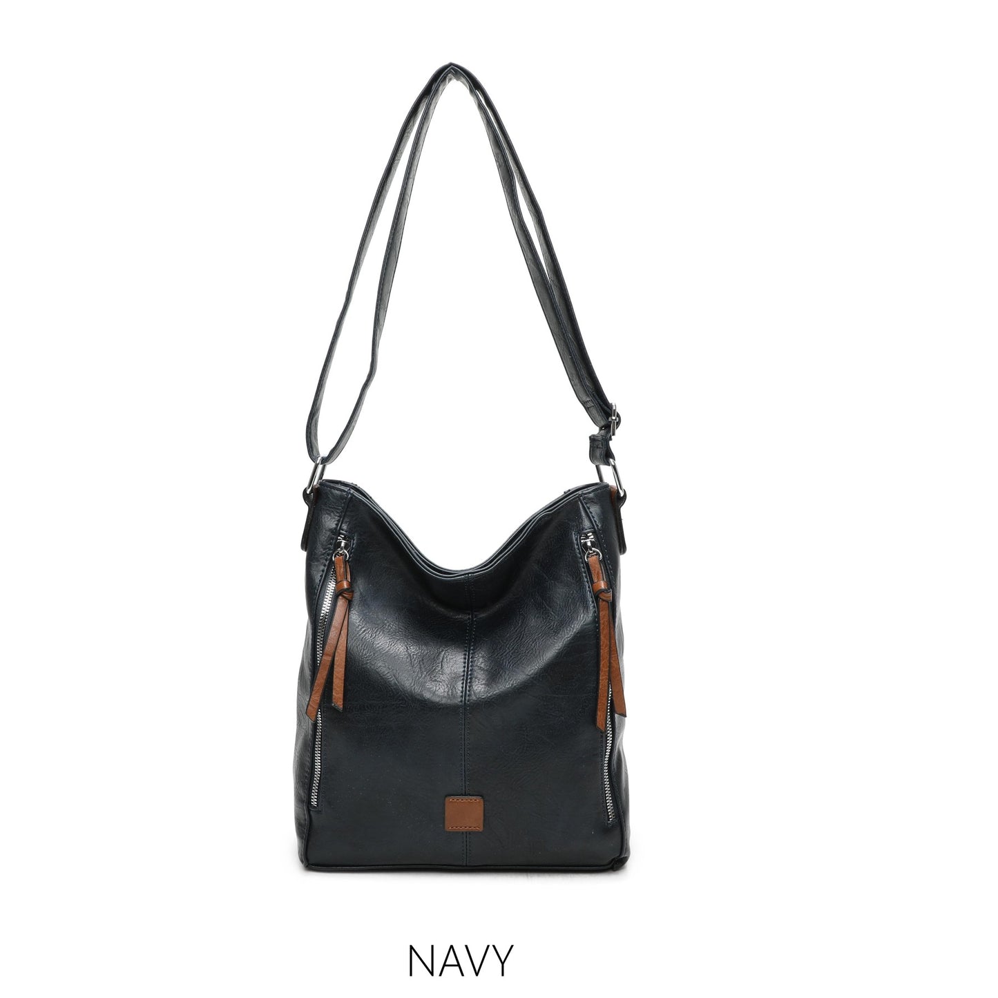Sienna Vegan Leather Shoulder Bag with Side Zips - Choice of colours