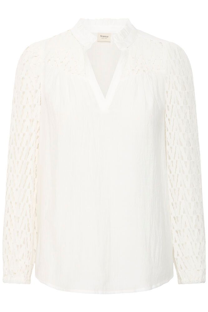 Fransa Bless Lace Sleeve Blouse - White